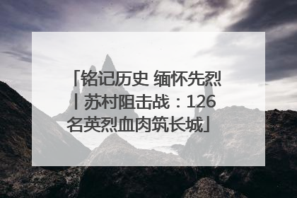 铭记历史 缅怀先烈丨苏村阻击战：126名英烈血肉筑长城